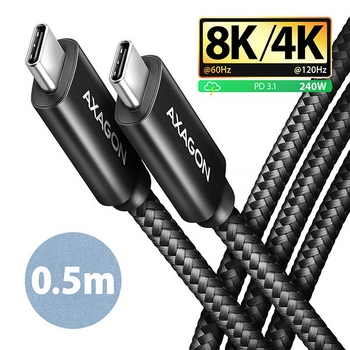 Cable USB4 C-C, M/M, 0.5m, 8K,AXAGON BUCM4X-CM05AB
