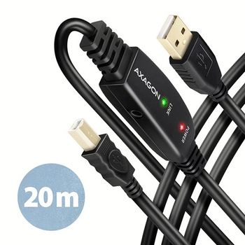 Cable USB2 A-B M/M+Repeater, 20m, AXAGON ADR-220B