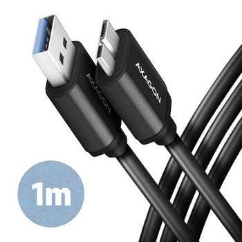 Cable USB3 A-Micro B, M/M, 1m, AXAGON BUMM3-AM10AB Cable USB3 A-Micro B, M/M, 1m, AXAGON BUMM3-AM10AB